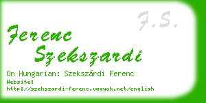 ferenc szekszardi business card